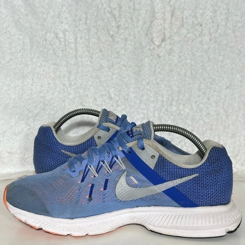 Nike Womens Zoom Winflo Blue/Silver Knit Running Athletic Sneakers Shoes SZ 7